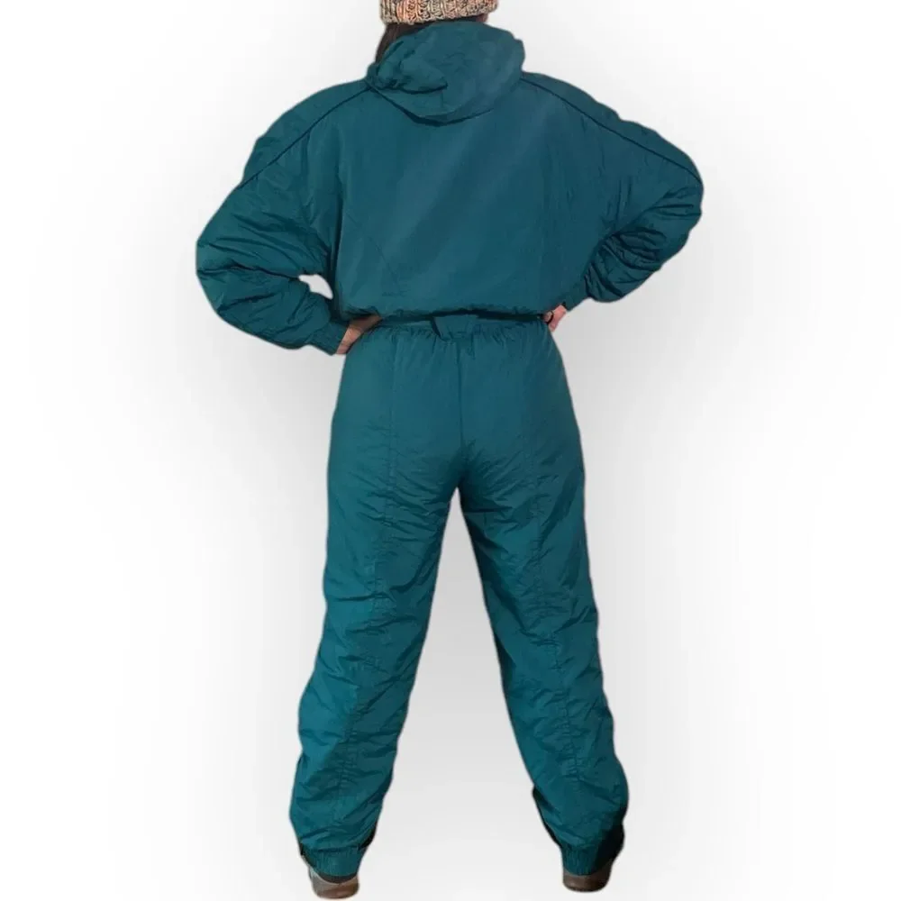Vintage Women's Ski Suit 90’s. Snowsuit belted one-piece. skisuit snow jumpsuit